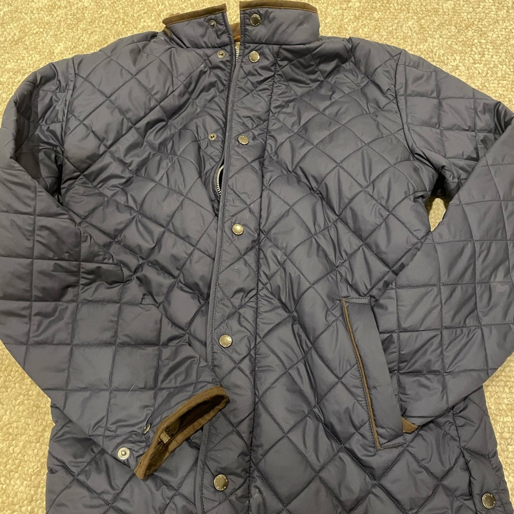 Peter Millar Suffolk Quilted Travel Coat medium blue